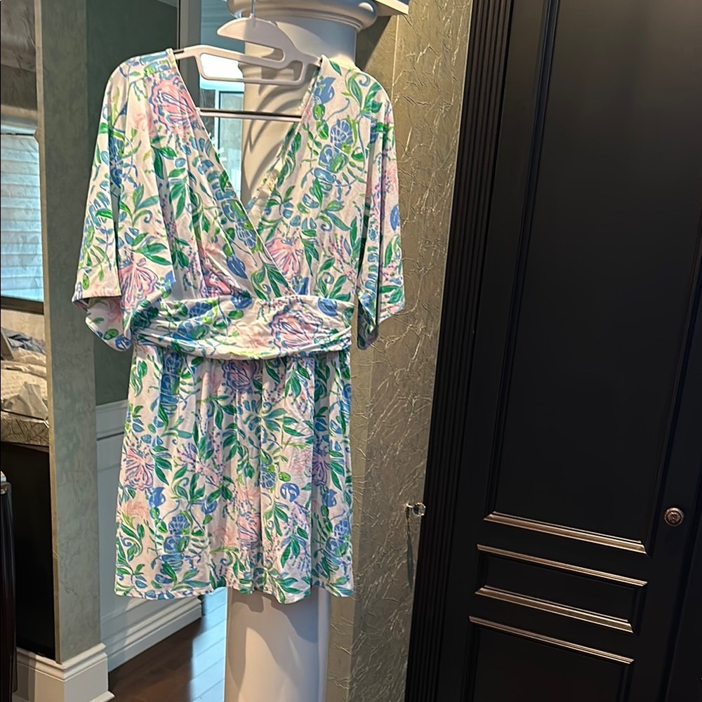 Lilly Pulitzer Floral Wrap Dress - Pink, Green, Blue